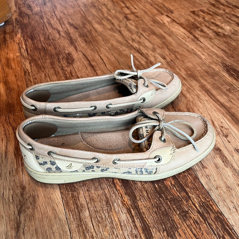 Sperry Deck Shoes with Leopard Sequin Accent